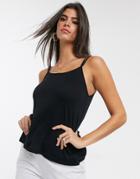 Asos Design Tank With Clean Double Strap In Black