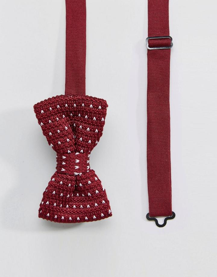 7x Knitted Bow Tie Polka Print In Box - Red