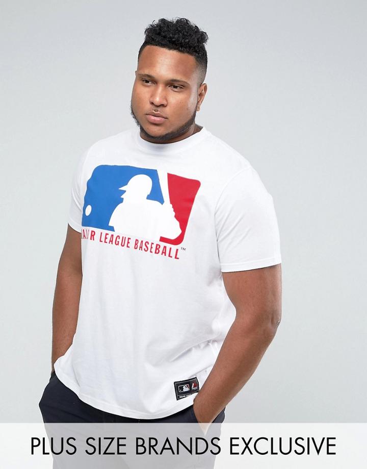 Majestic Plus Mlb Shield Logo T-shirt In White - White