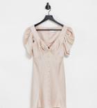 Asos Design Petite Button Through Mini Tea Dress With Drape Shoulder Detail-pink