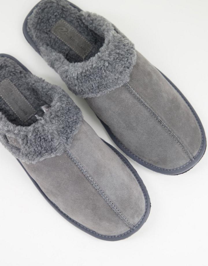 River Island Suede Mules In Gray