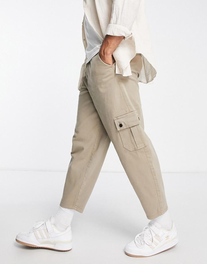 Bolongaro Trevor Oversized Tapered Cargo Pants In Beige-brown