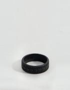 Icon Brand Engraved Band Ring In Black - Black