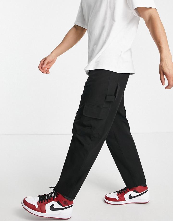 Asos Design Carpenter Wide Leg Pants In Black