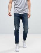 Jack & Jones Intelligence Slim Fit Jeans In Dark Washed Blue Denim - Blue