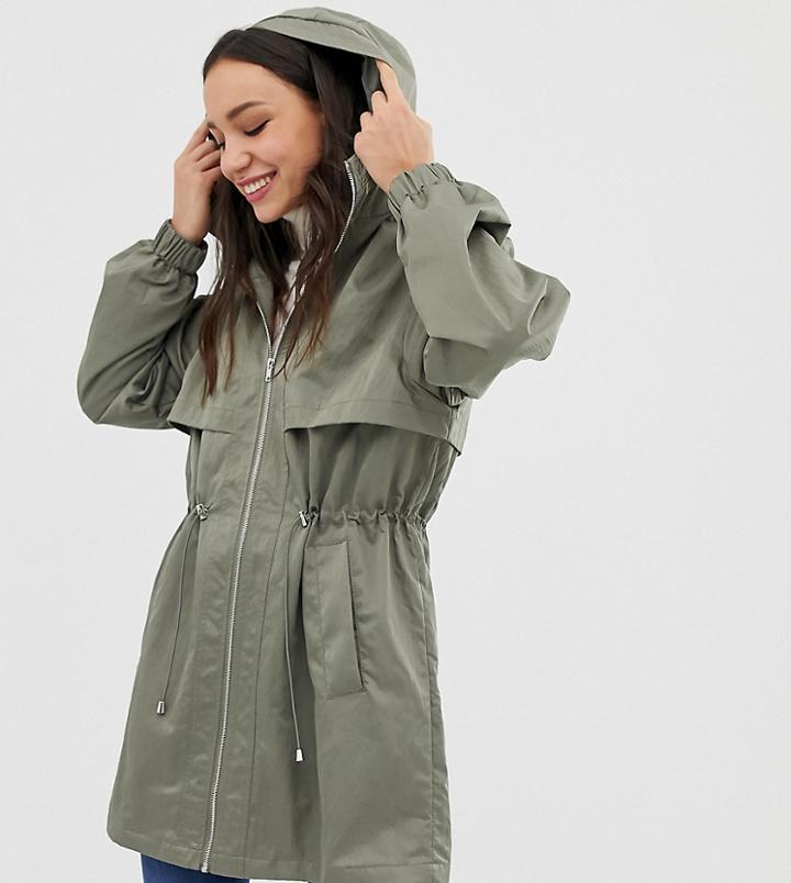 Asos Design Tall Lightweight Parka With Jersey Lining-green