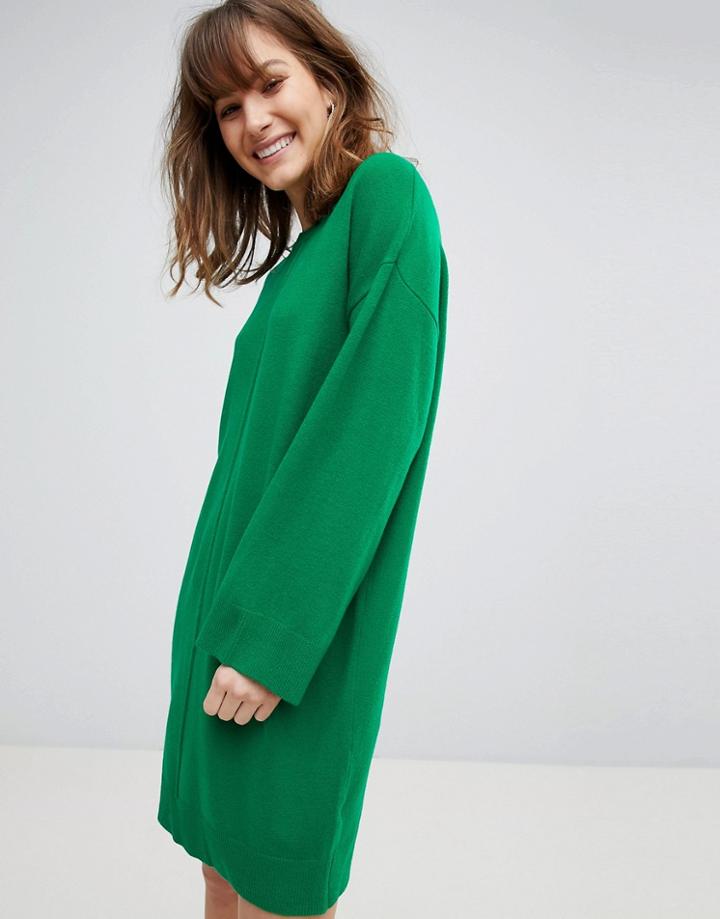 Asos Oversized Dress With Wide Sleeve - Green
