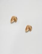 Designb London Double Leaf Stud Earrings - Gold
