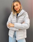 Hollister Puffer Jacket With Hood In Gray-grey