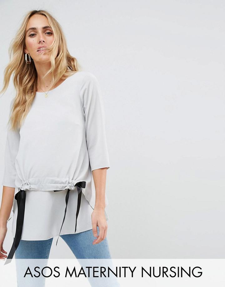 Asos Maternity Nursing Channel Front Top - Gray