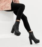 Missguided Platform Heeled Ankle Boot In Black - Multi