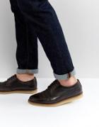 Asos Brogue Shoes In Brown Leather With Emboss Detail - Brown