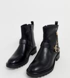 ] Simply Be Extra Wide Fit Biker Boot In Black With Buckle Detail