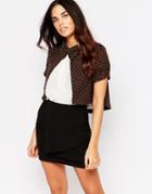 Hedonia Polly Spotty Cropped Jacket With Bow Detail - Brown