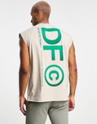 Asos Dark Future Oversized Tank Top With Large Back Logo Ombre Print In Beige-neutral
