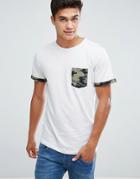 Jack & Jones Originals T-shirt With Camo Pocket - White