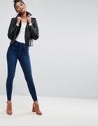 Asos Sculpt Me High Waisted Premium Jeans In Rushmore Blue - Blue