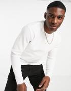 Only & Sons Long Sleeve Ribbed Crew Neck T-shirt In White