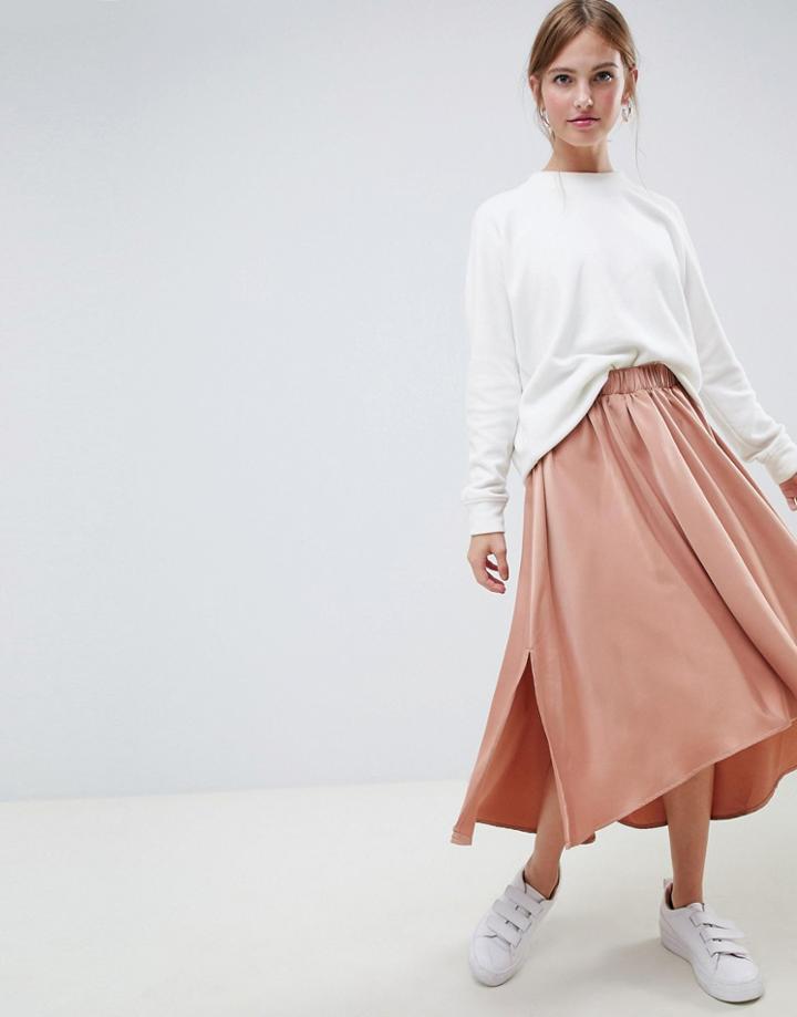 Moves By Minimum Uneven Hem Midi Skirt-yellow