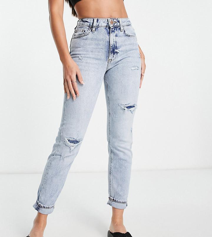 River Island Tall Carrie Comfort Mom Jean In Light Blue
