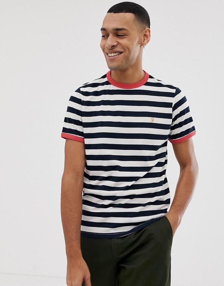 Farah Belgrove Stripe T-shirt In Navy