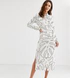 Asos Design Tall Midi Belted Shirt Dress In Print-multi