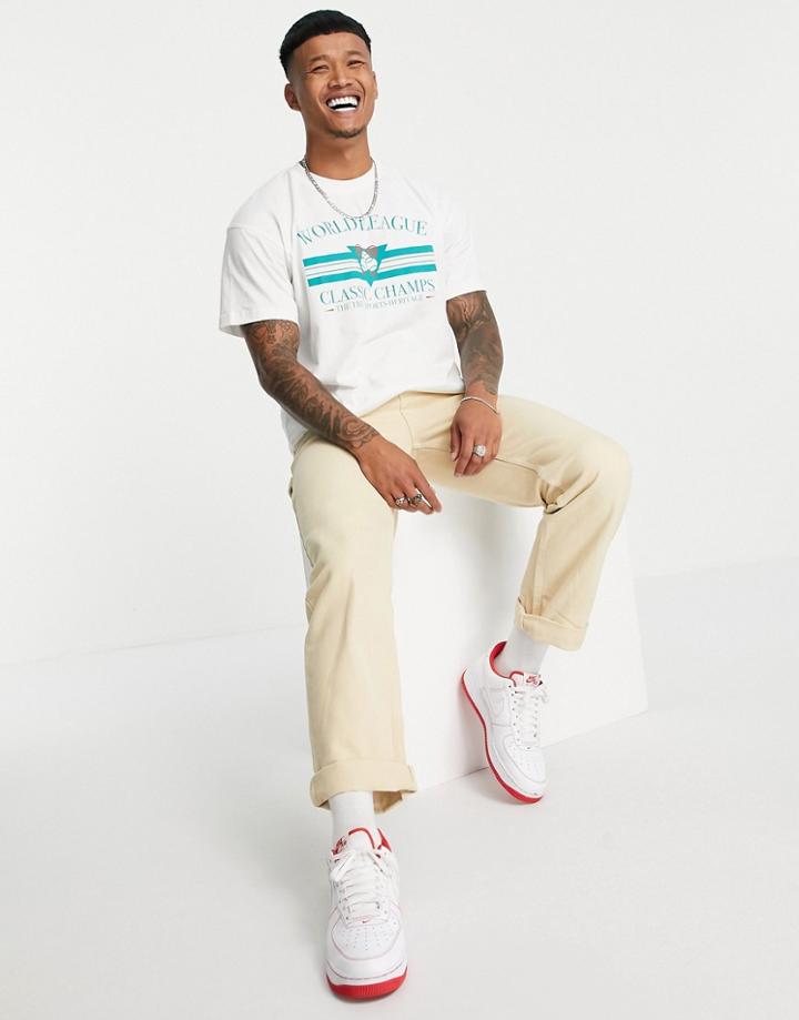 Pull & Bear Varsity T-shirt In White