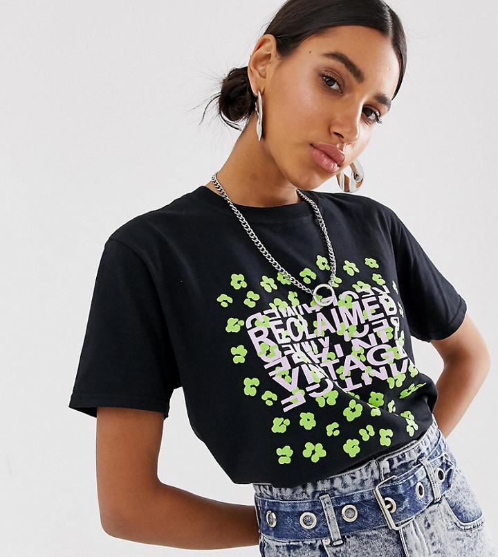 Reclaimed Vintage Inspired Logo Animal Print T-shirt - Black