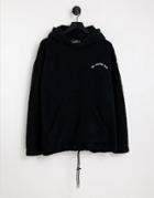 The Couture Club Sherpa Hoodie In Black With Gothic Logo Applique