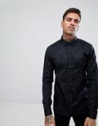 Hugo Extra Slim Fit Tonal Camo Evening Shirt In Black - Black