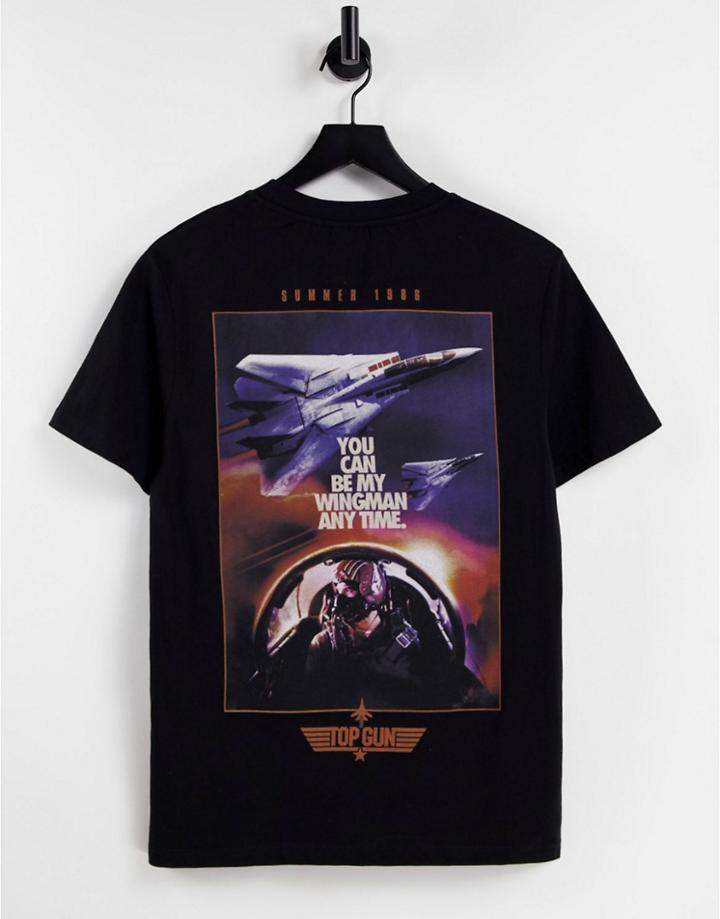 Asos Design T-shirt With Topgun Print In Black