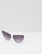 Asos Design Sliced Top Extreme Cat Eye Sunglasses - White