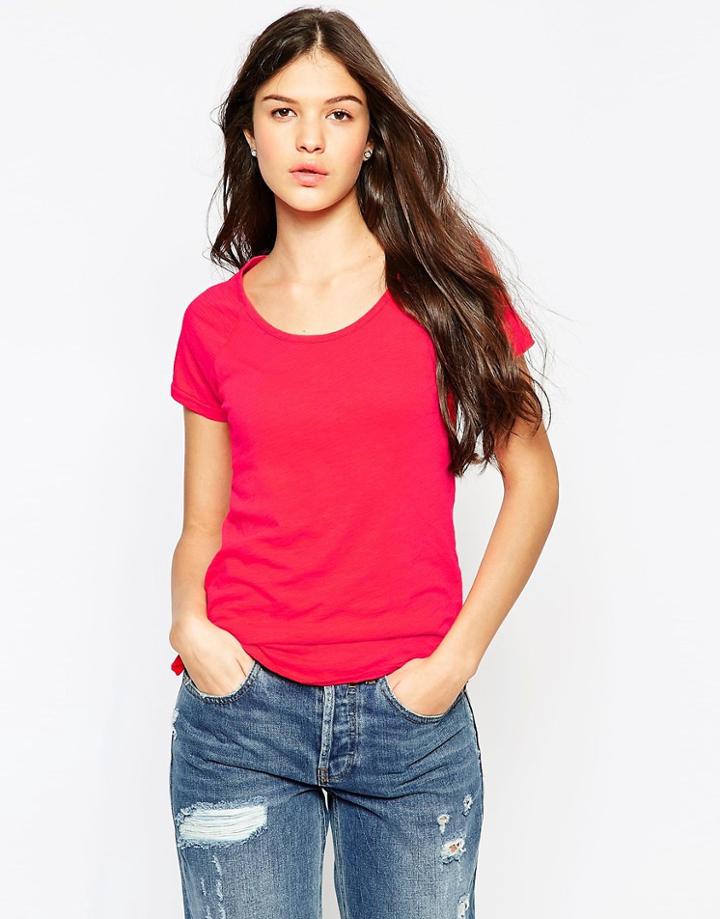 Sundry Short Sleeve Raglan Crew Neck T-shirt - Cherry