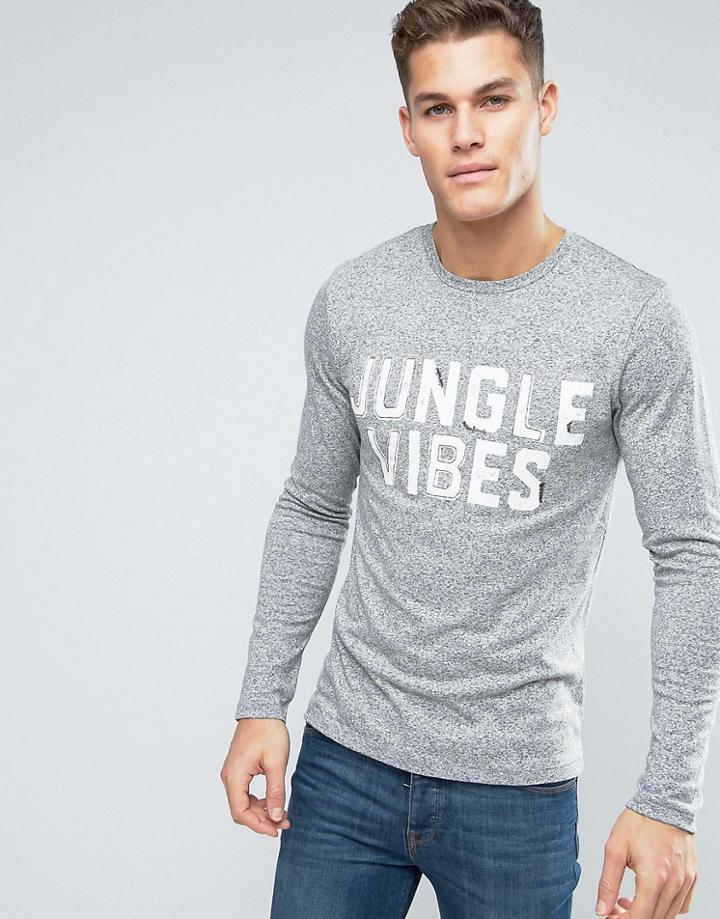 Esprit Long Sleeve Top With Print - Gray