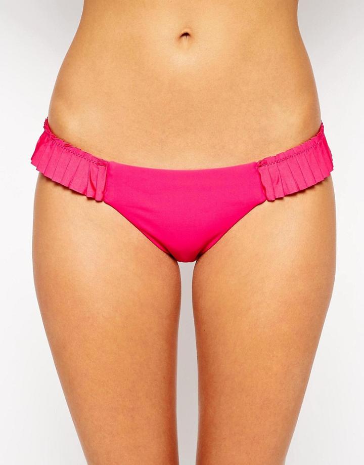 Seafolly Goddess Pleated Brazilian Bikini Bottom - Pink