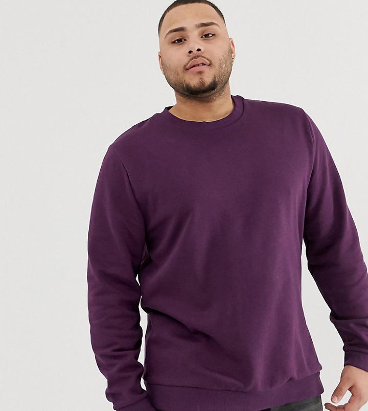 Asos Design Plus Sweatshirt In Dark Purple - Purple