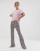 Asos Design Mix & Match Animal Pyjama Flared Pants-pink