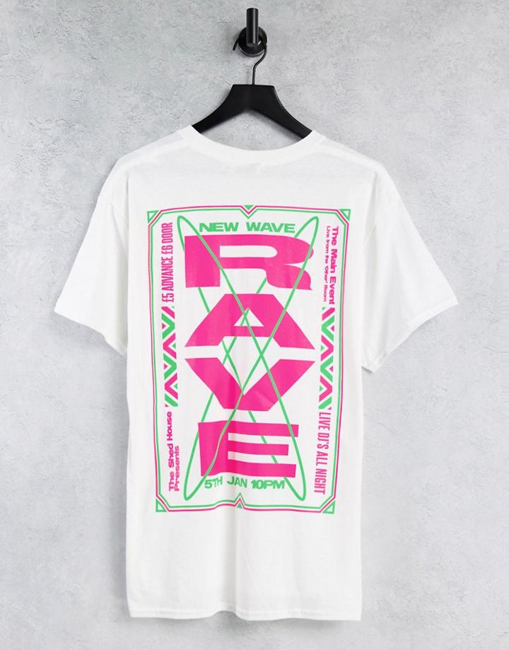 Topman Oversized Tee With Front And Back Rave Print In White