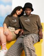 Asos Daysocial Unisex Oversized T-shirt With Chest Print In Chocolate Brown