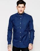 Lindbergh Shirt With All Over Print In Slim Fit - Indigo Blue