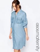 Asos Maternity Oversized Chuck On Dress - Blue