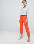 Asos Design Pull On Tapered Pants In Jersey Crepe-orange
