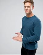 Sisley T-shirt In Drop Shoulder With Cut And Sew Panel Detail - Blue