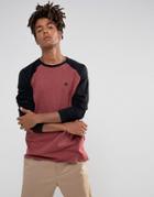 Element Raglan T-shirt In Red & Black - Red