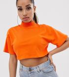 Asos Design Petite Super Crop High Neck Tee In Orange