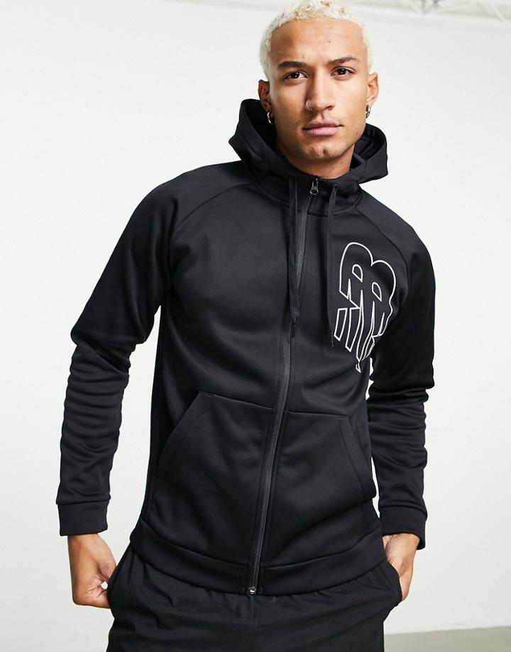New Balance Tenacity Zip Thru Hoodie With Logo In Black