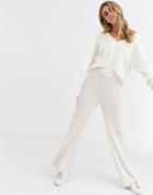 Miss Selfridge Wide Leg Knitted Pants In Cream