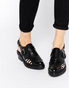 Asos Monne Cut Out Point Leather Shoes - Black