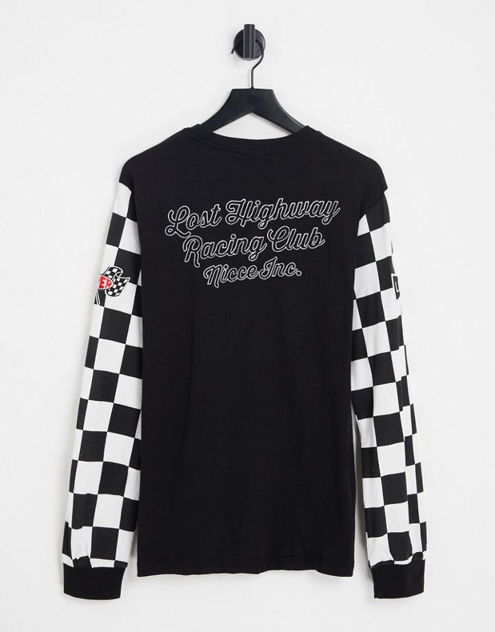 Nicce Motorsport Racing Backprint Long Sleeve Top In Black