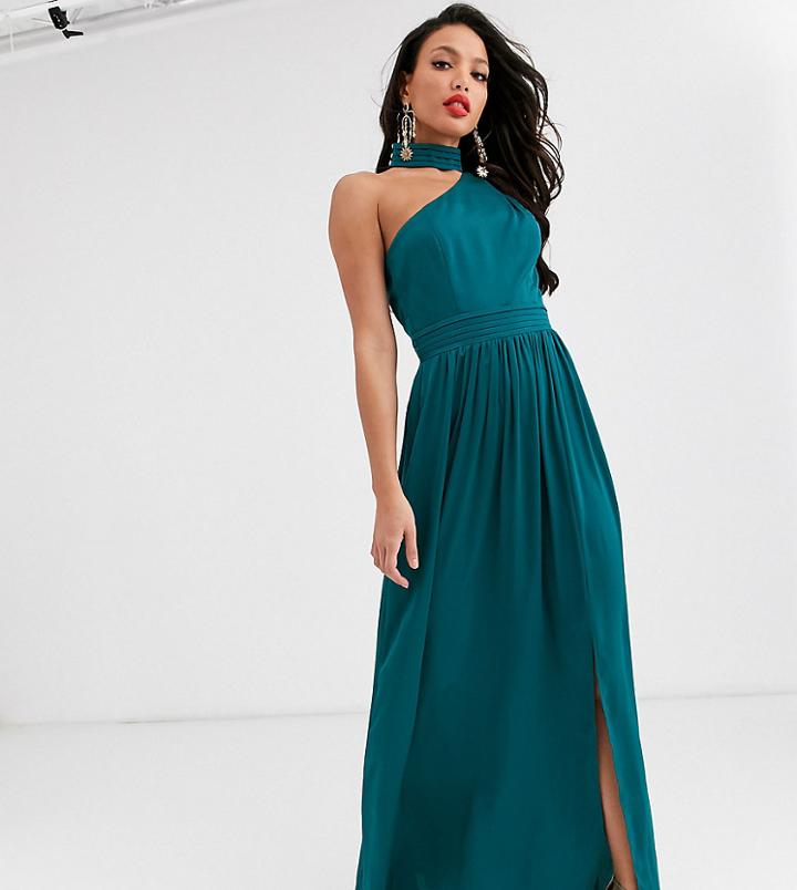 Little Mistress Tall Satin Maxi Dress In Teal